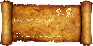 Vankó Zoltán névjegykártya